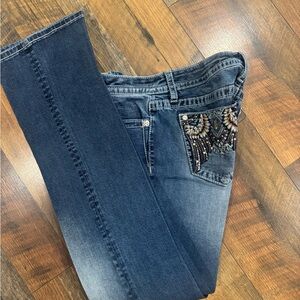 Women's Blue Embellished Jeans